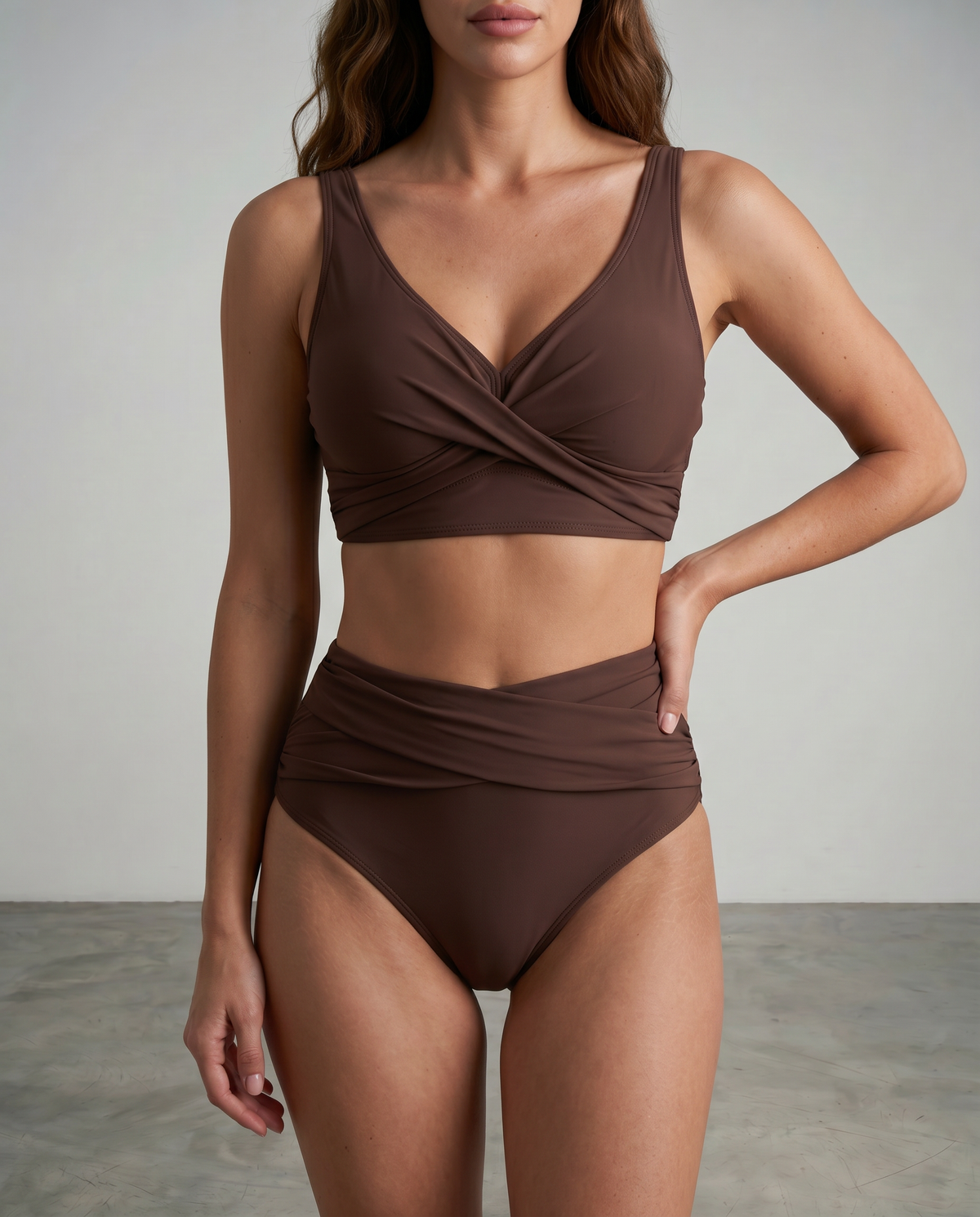 Isabelle | Bikini Taille Haute à Décolleté Croisé
