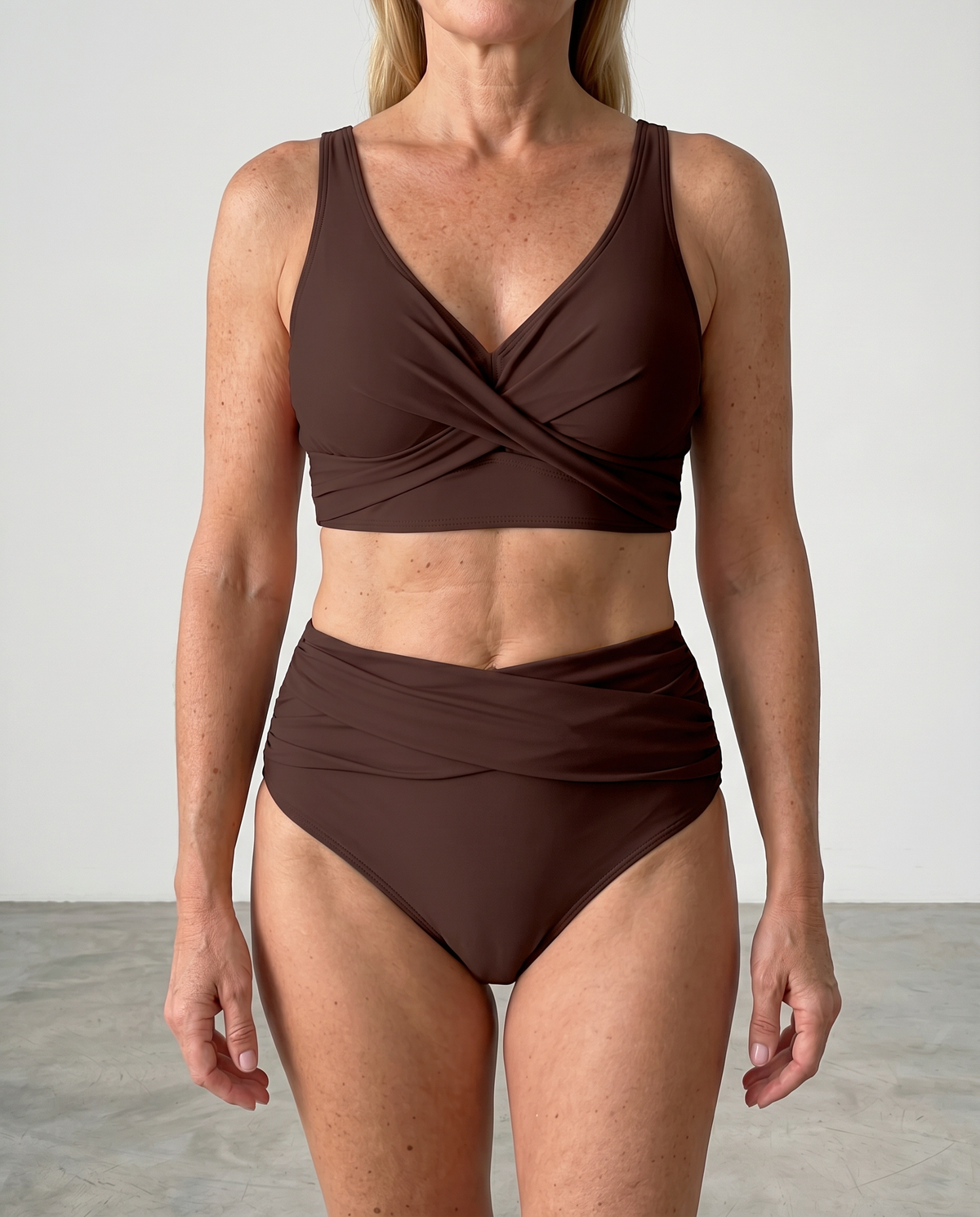 Isabelle | Bikini Taille Haute à Décolleté Croisé