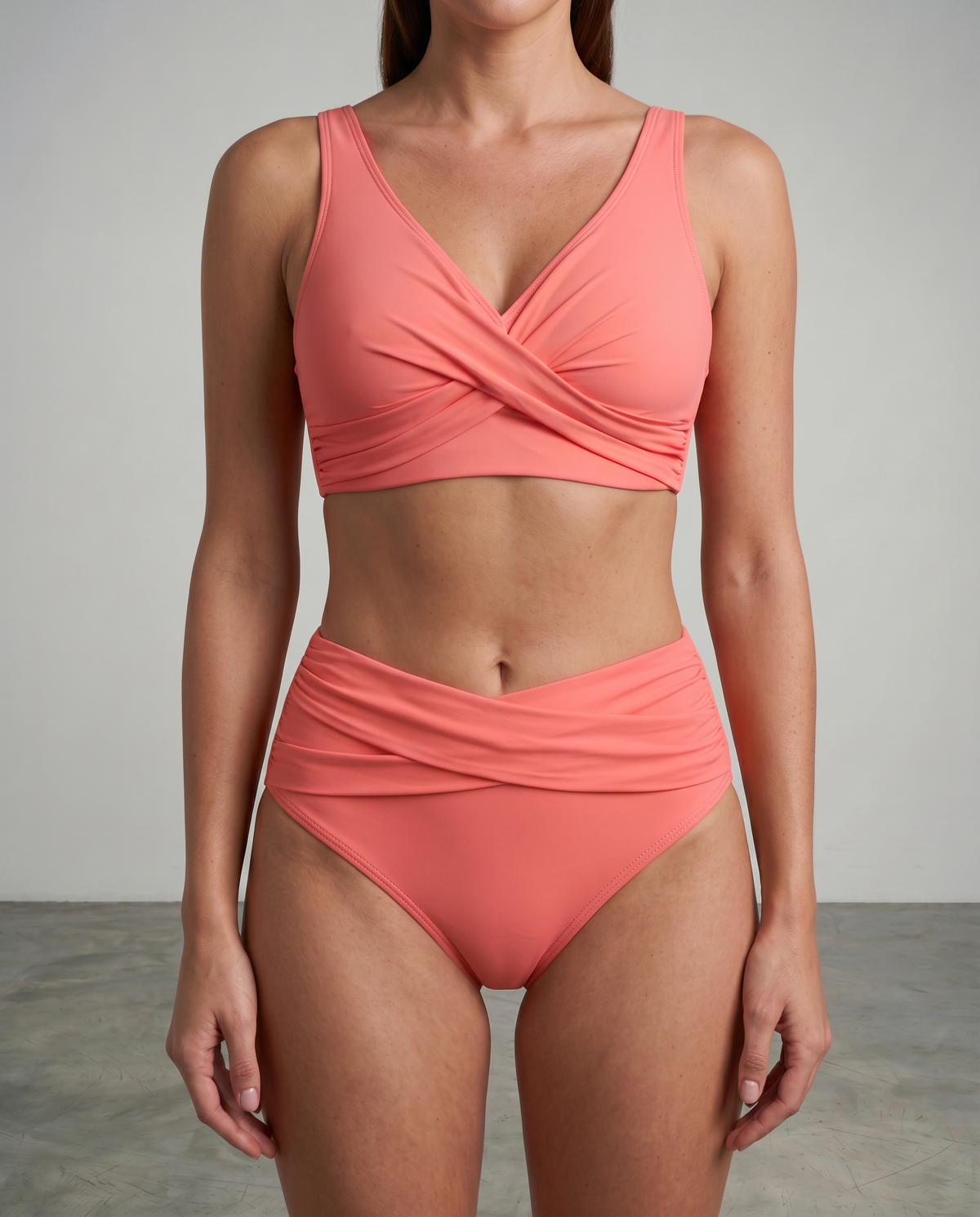 Isabelle | Bikini Taille Haute à Décolleté Croisé