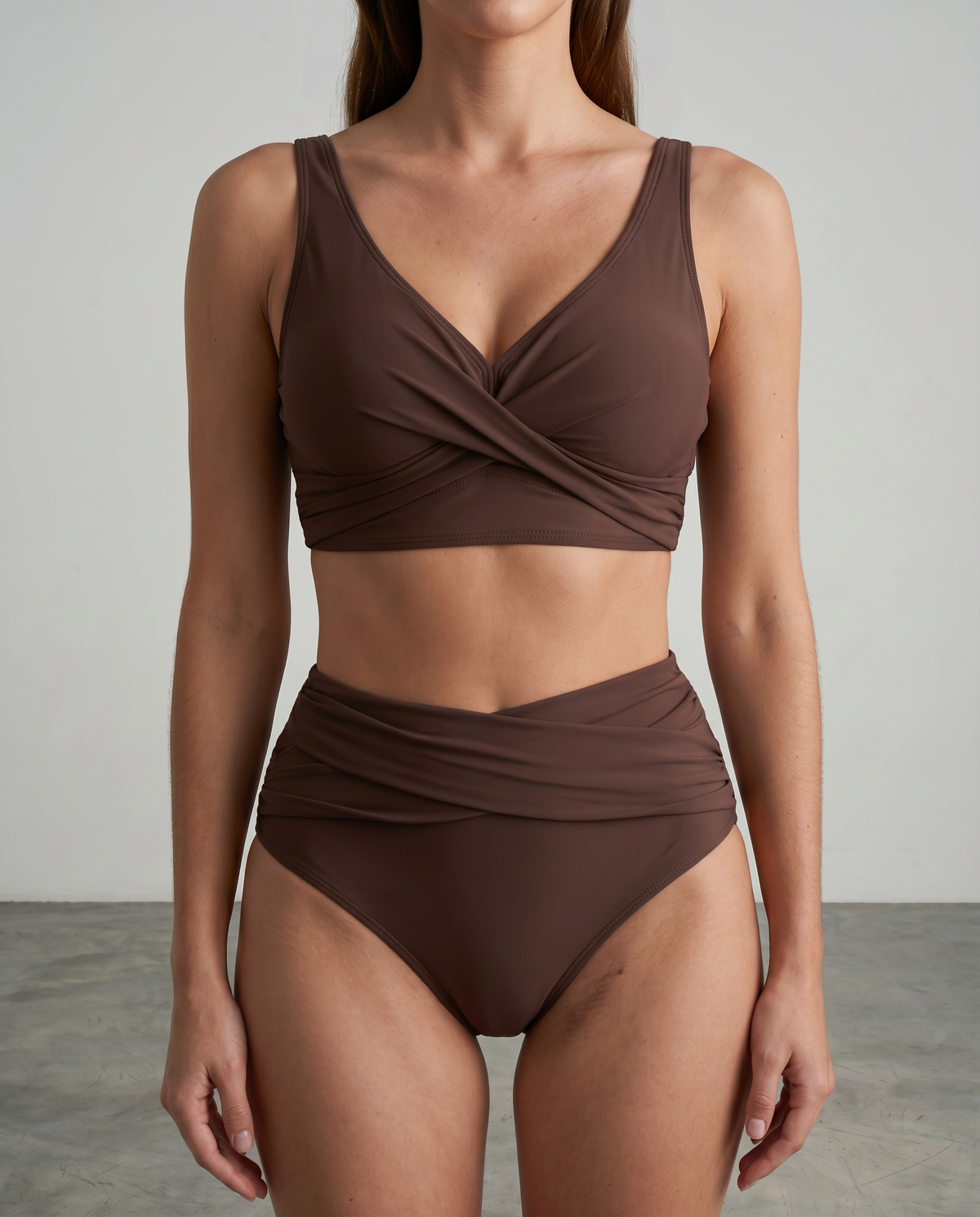Isabelle | Bikini Taille Haute à Décolleté Croisé