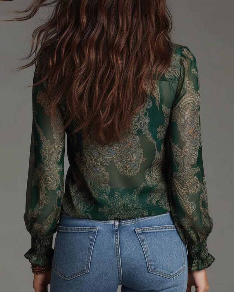 Katie™ | Blouse raffinée à demi-zip et volants