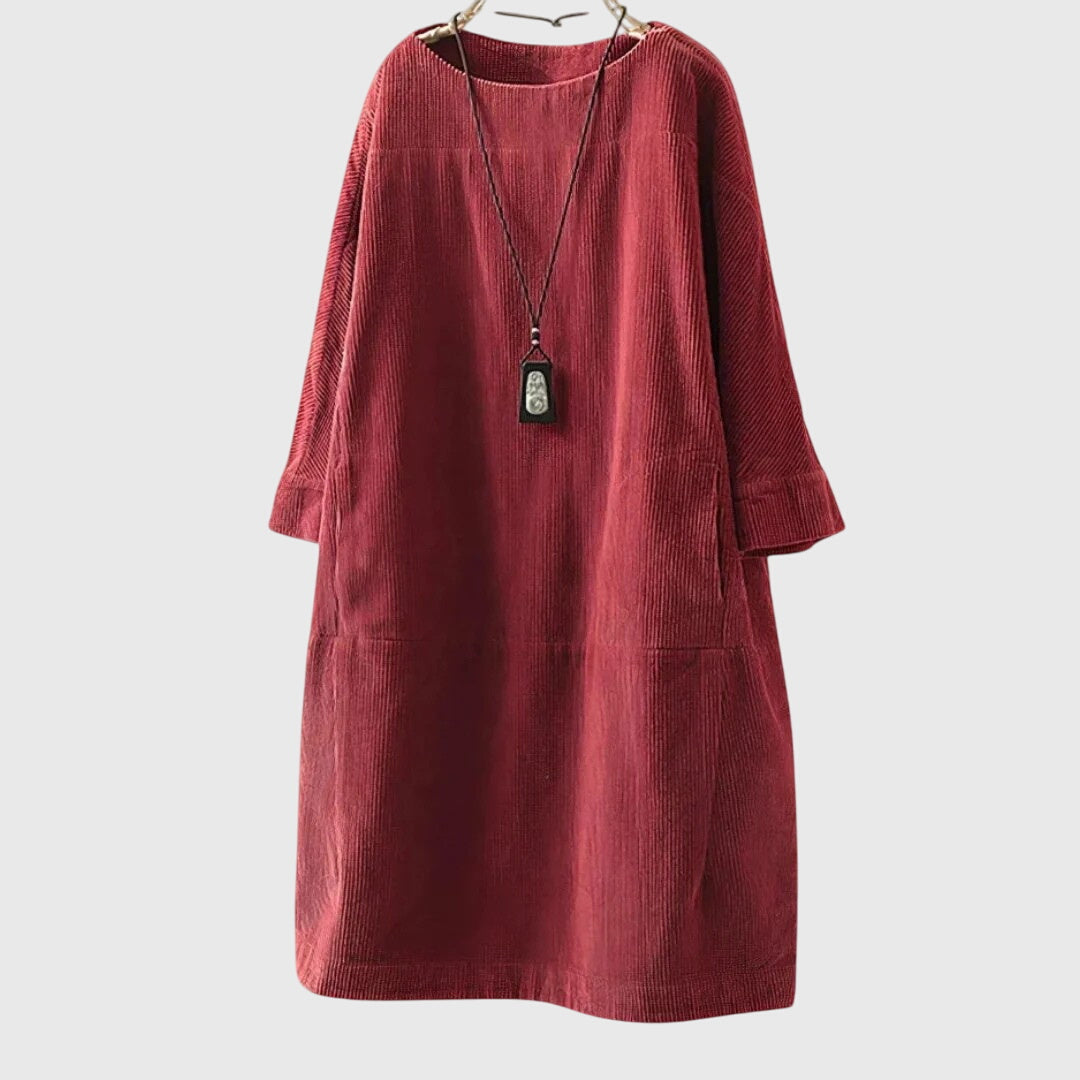 Marguerite | Robe Midi en Velours Côtelé Détendue
