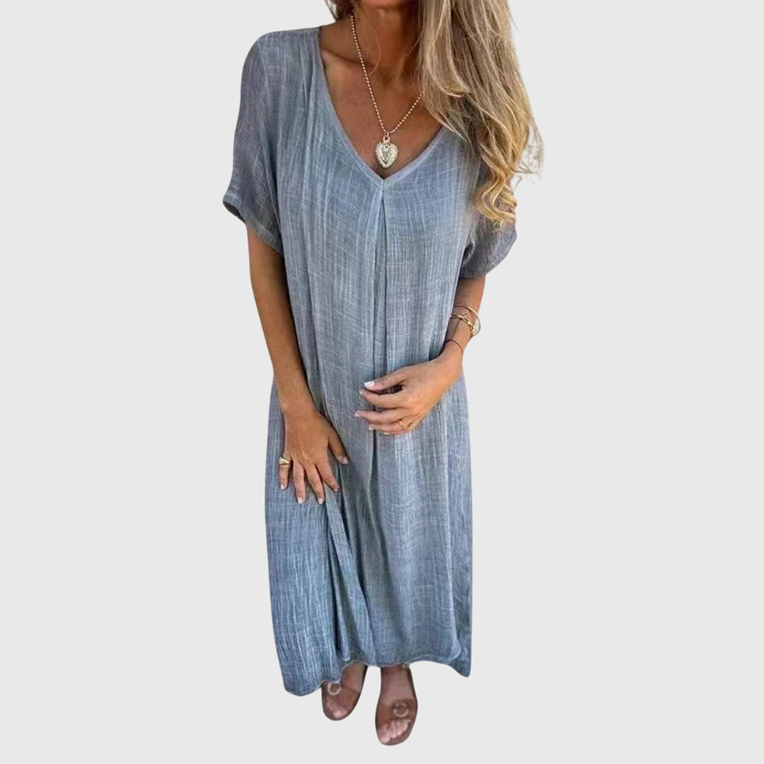 Nelle | Robe V-Cou Légère et Élégante