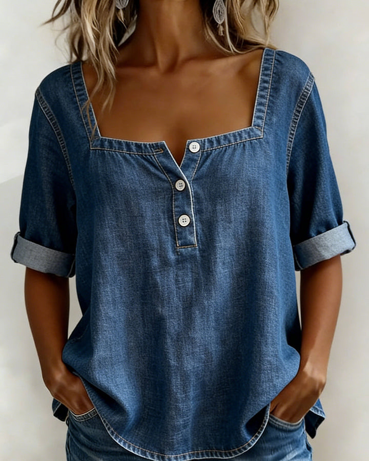 Françoise | Blouse Décontractée à Encolure Carrée