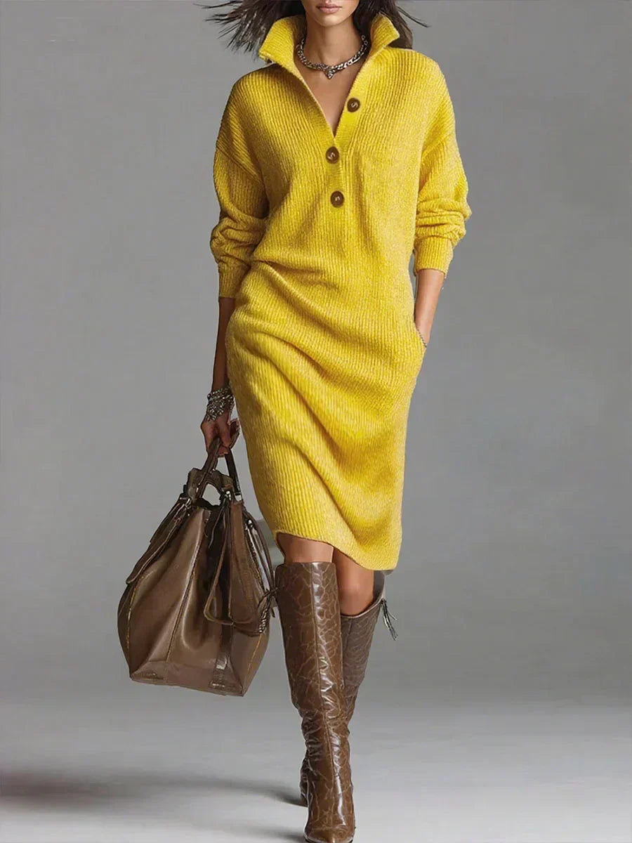 Lena | Robe Pull Élegante à Côtes
