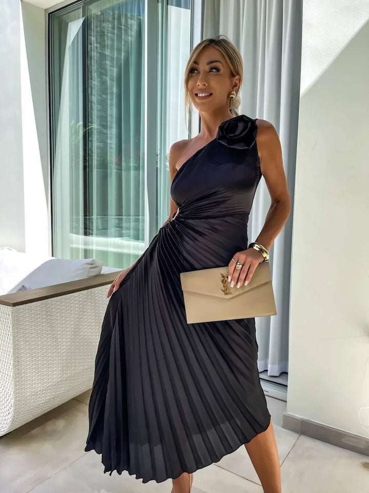 Eya™ | Robe Maxi Élégante à Une Épaule Fleurie