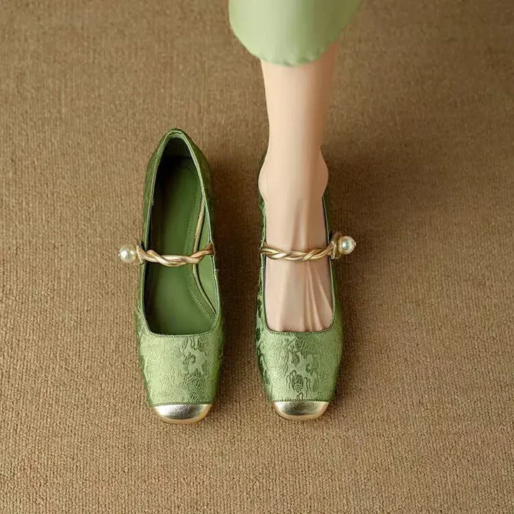 Talons Mary Jane Vintage avec Straps en Perles