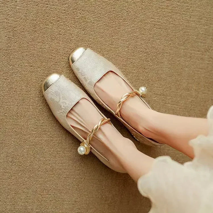 Talons Mary Jane Vintage avec Straps en Perles