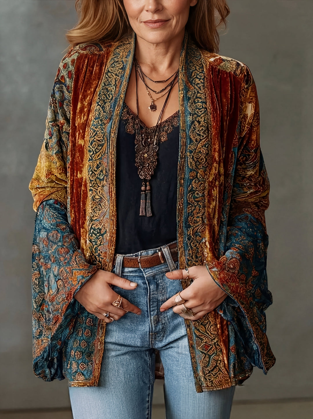 Sylvie | Veste Bohème à Motifs Artistiques