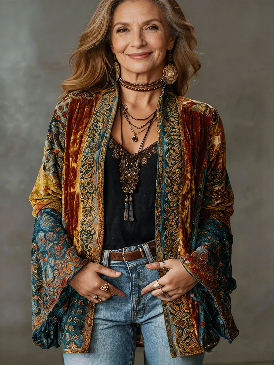 Sylvie | Veste Bohème à Motifs Artistiques