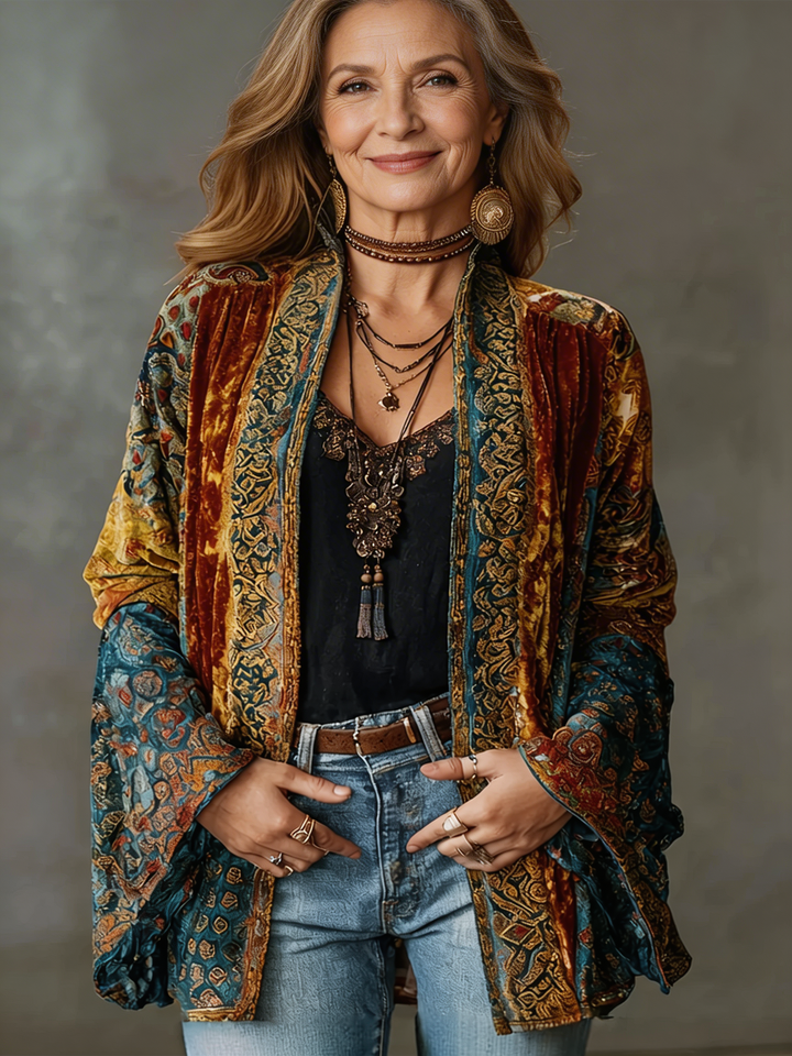 Sylvie | Veste Bohème à Motifs Artistiques