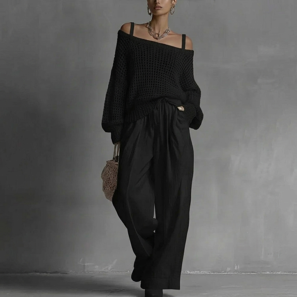 Ensemble Pantalon Deux Pièces Off-Shoulder