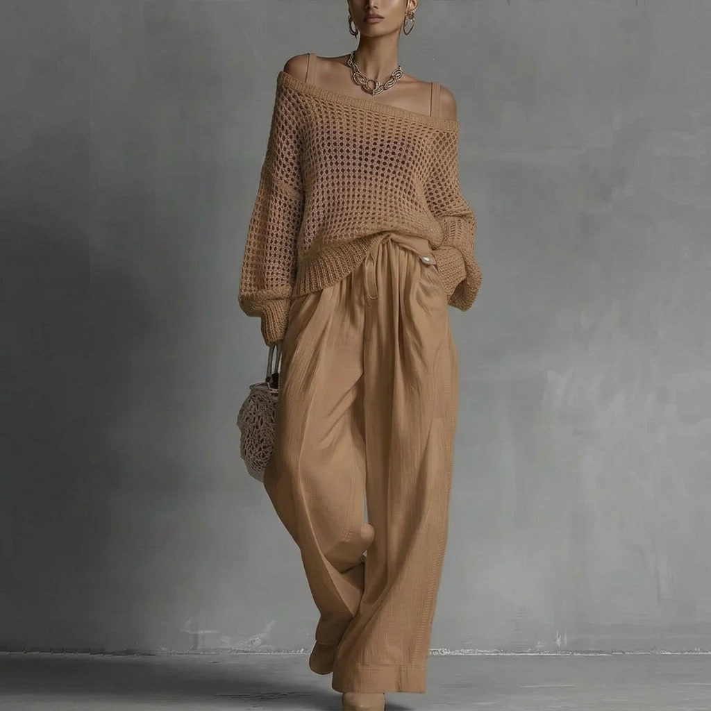 Ensemble Pantalon Deux Pièces Off-Shoulder