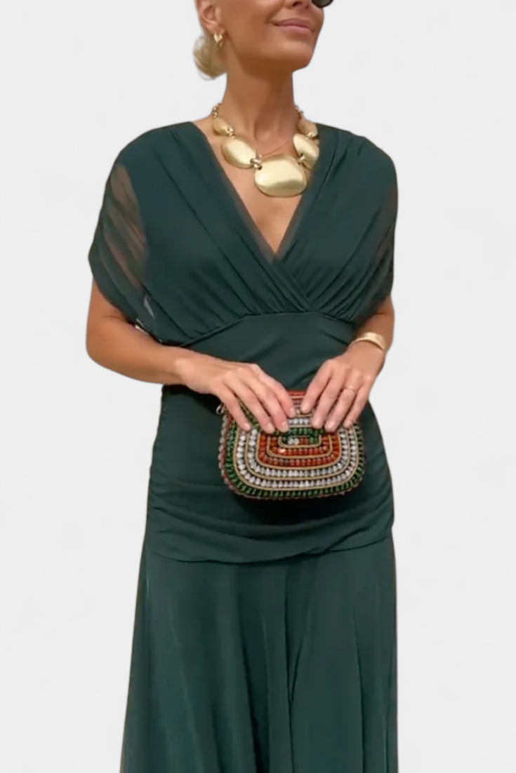 Alondra| Robe Longue Fleurie avec Décolleté en V