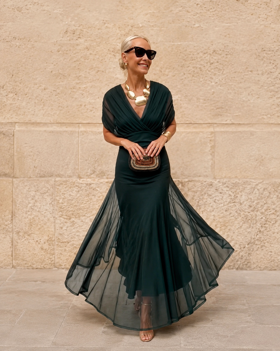 Alondra| Robe Longue Fleurie avec Décolleté en V