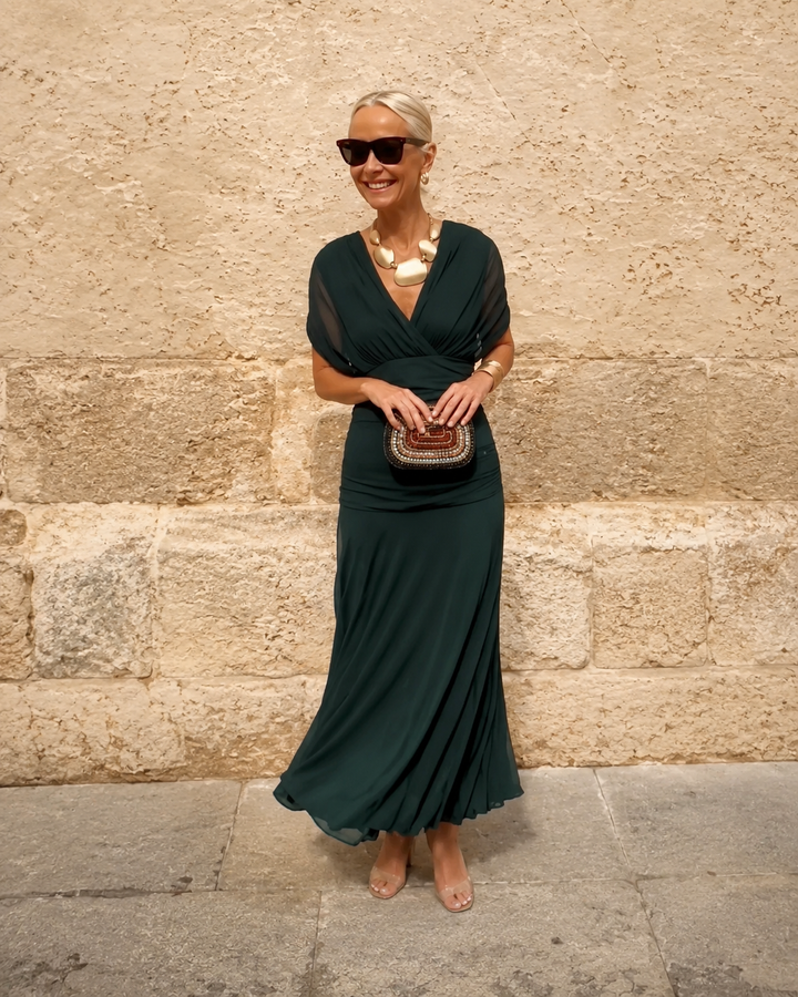 Alondra| Robe Longue Fleurie avec Décolleté en V