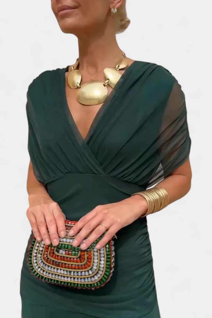 Alondra| Robe Longue Fleurie avec Décolleté en V