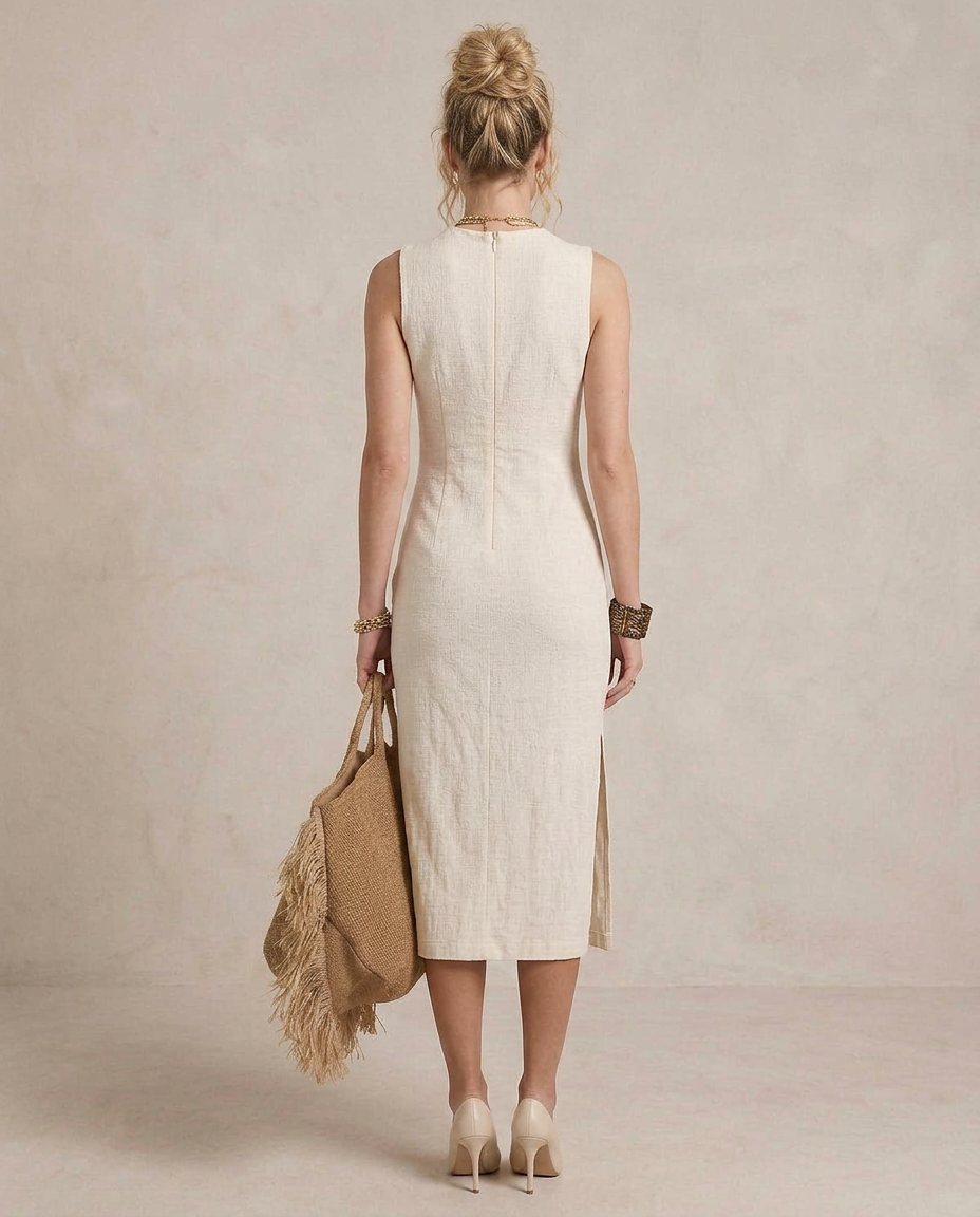 YASSI | Robe midi avec texture en côtes