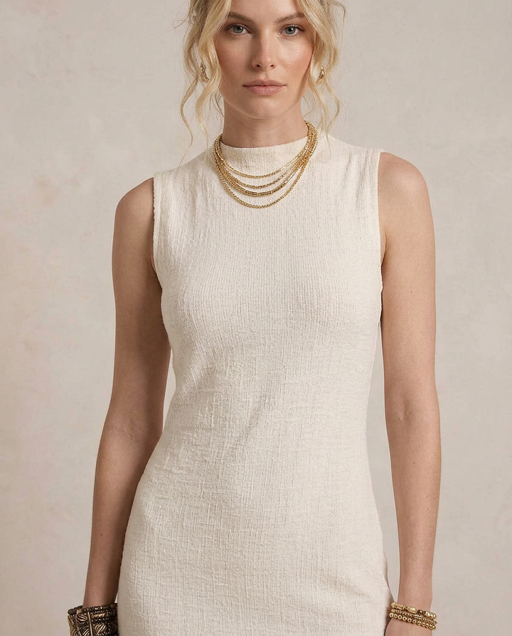 YASSI | Robe midi avec texture en côtes