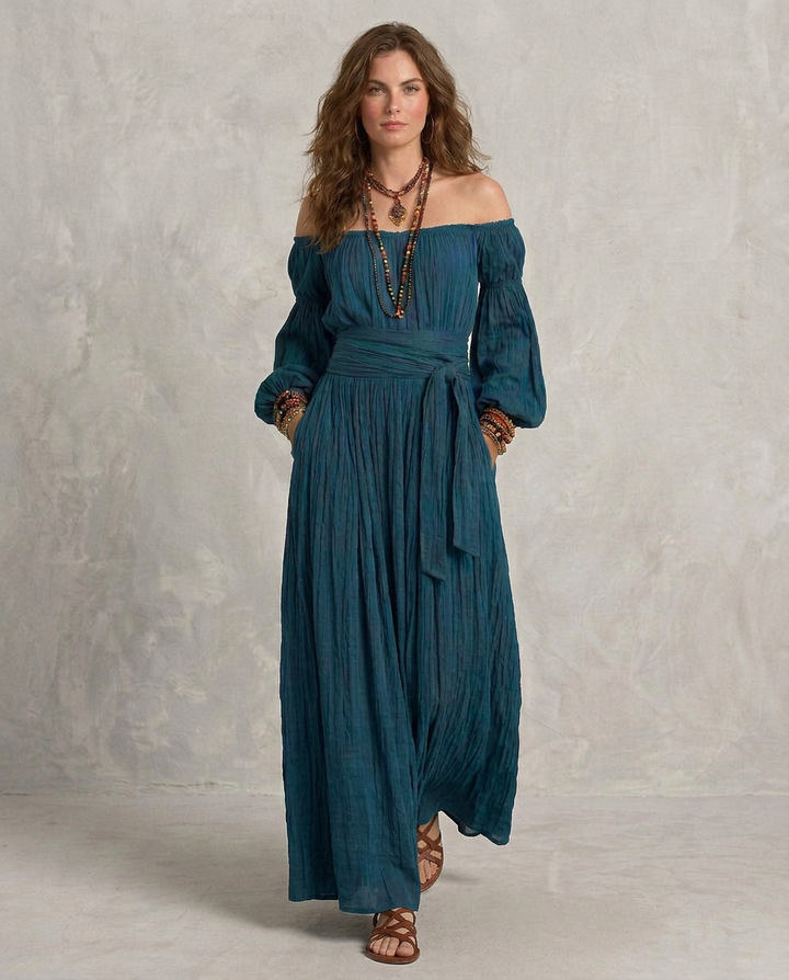 ARIANA | Robe maxi à bretelles dénudées Teal