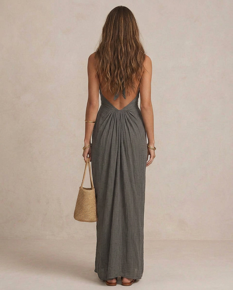 GIULIA | Robe Maxi Boho Halter Drapée