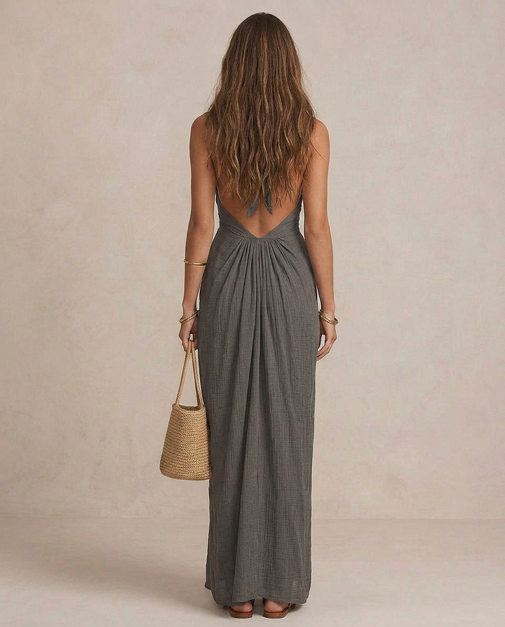 GIULIA | Robe Maxi Boho Halter Drapée