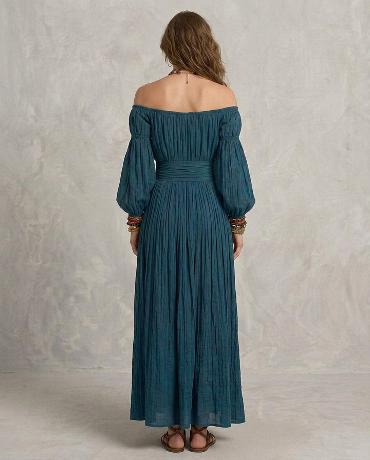 ARIANA | Robe maxi à bretelles dénudées Teal
