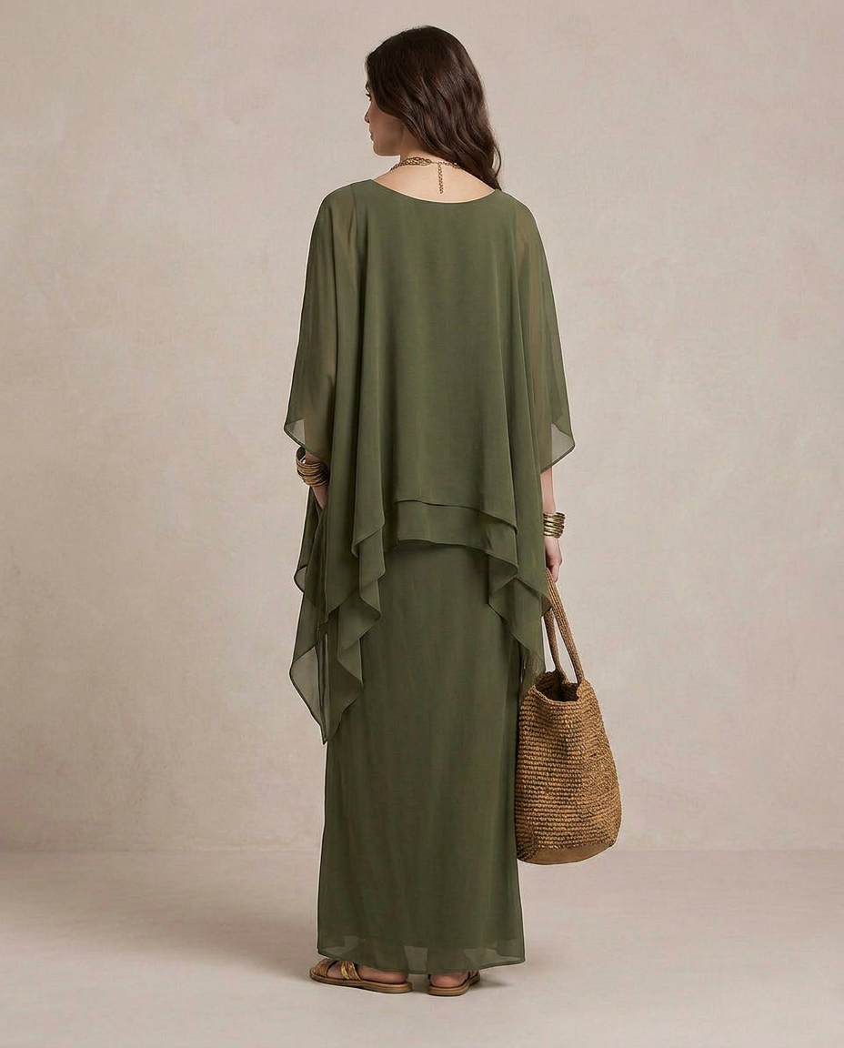 LIA | Robe Maxi Superposée Olive