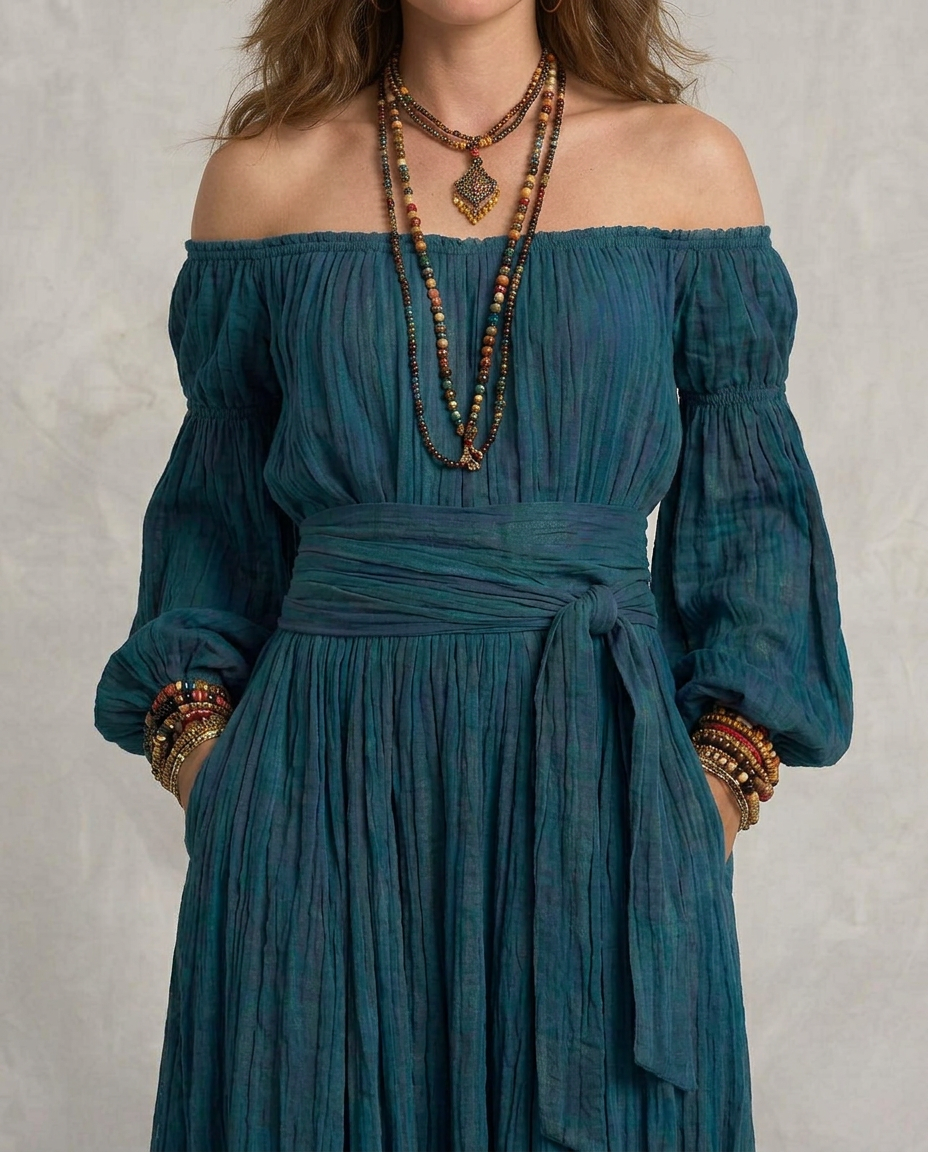 ARIANA | Robe maxi à bretelles dénudées Teal