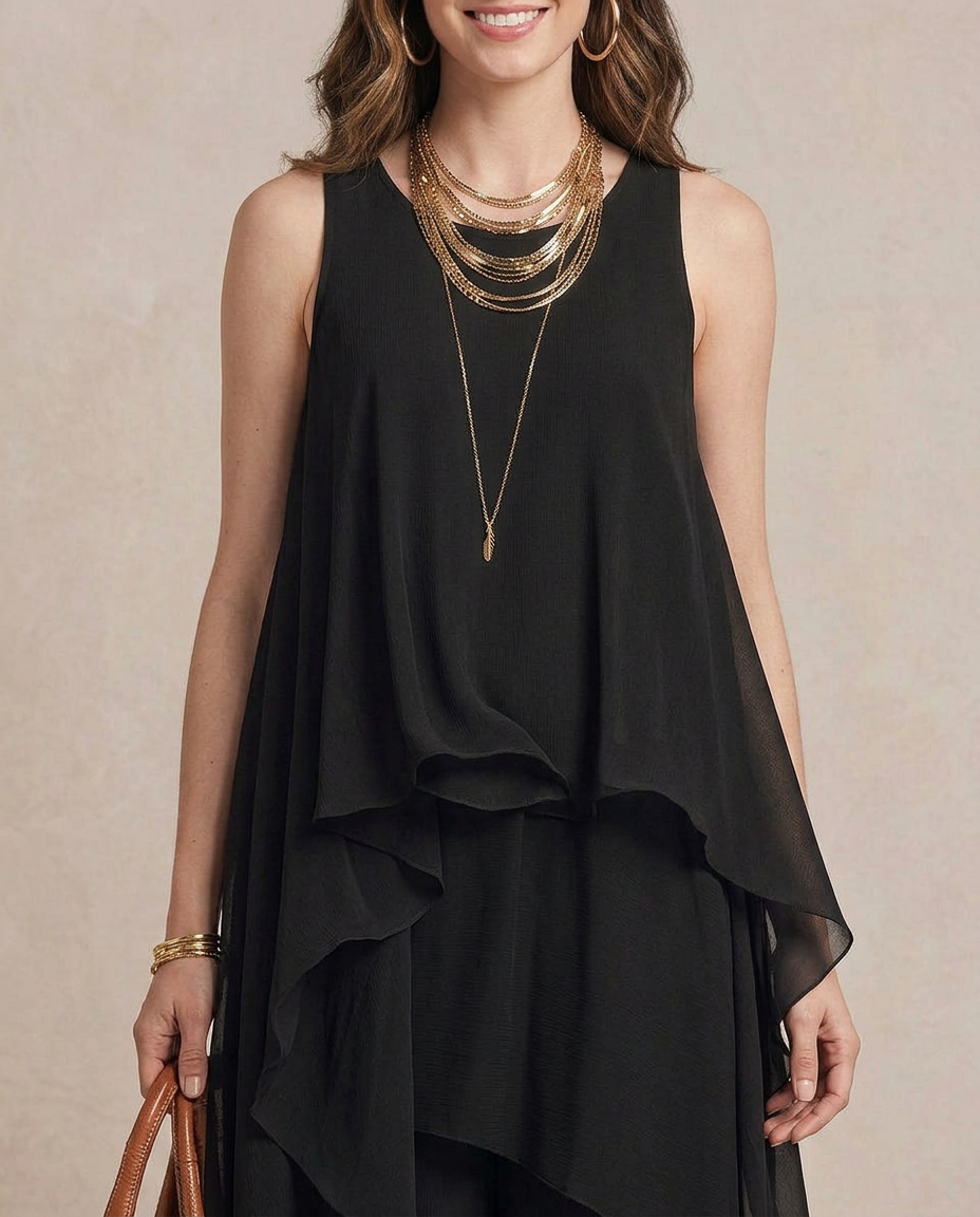 NOEMI | Robe Maxi Boho en Chiffon Noir