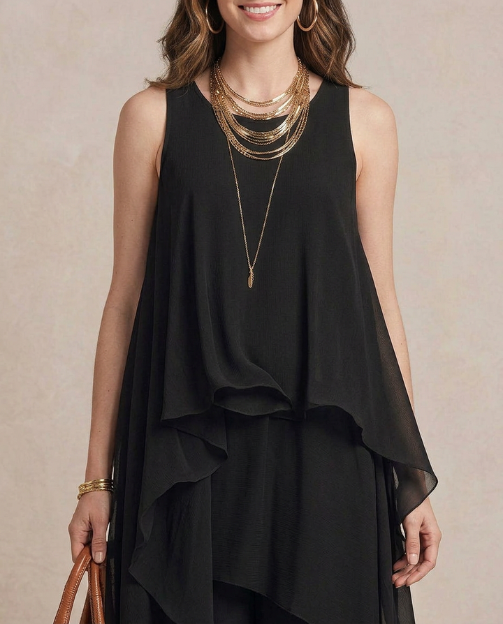 NOEMI | Robe Maxi Boho en Chiffon Noir