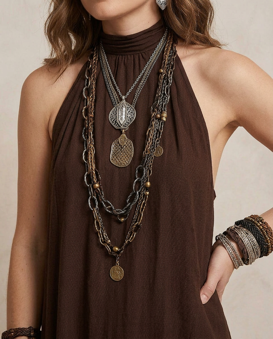CAMILLA | Robe Maxi Dos Nu Marron Foncé