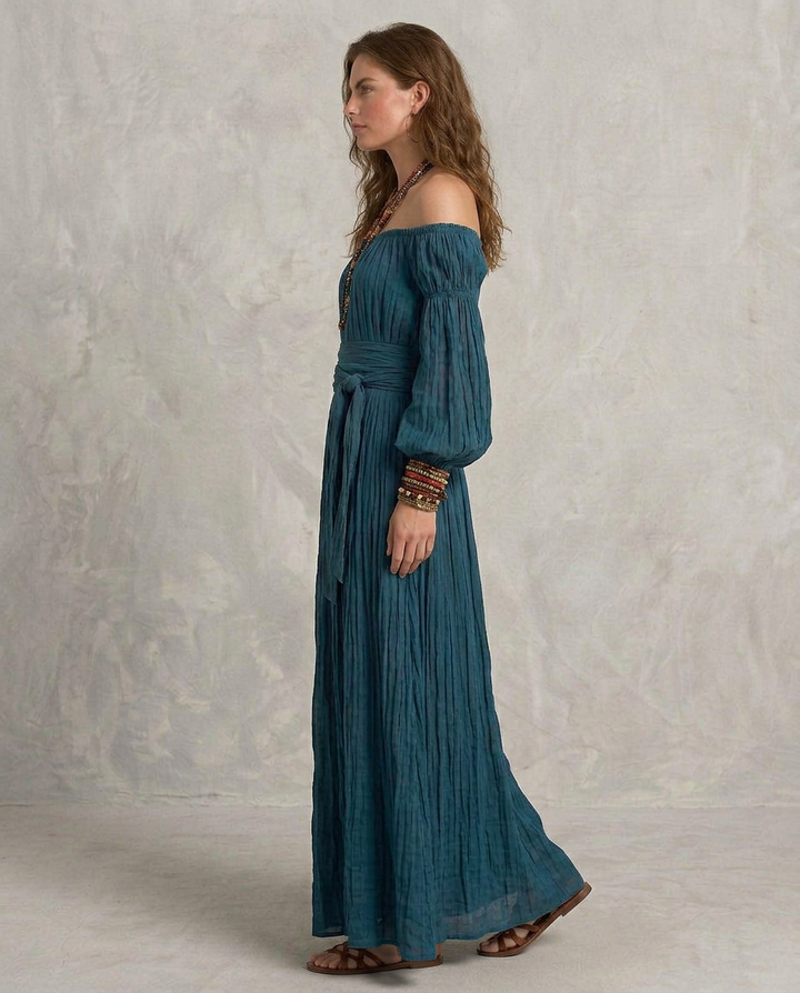 ARIANA | Robe maxi à bretelles dénudées Teal