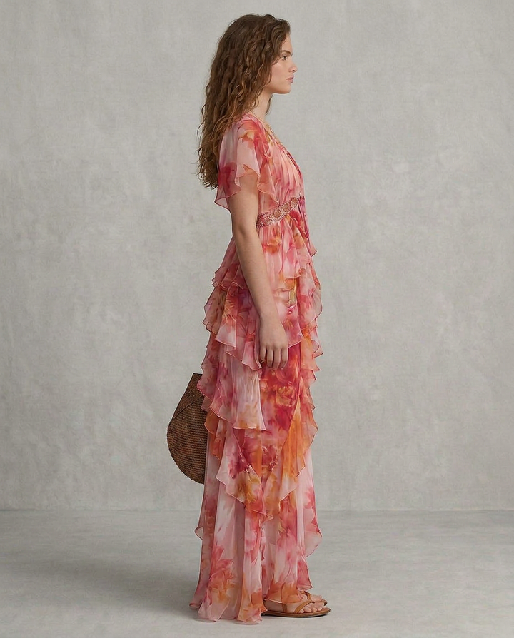 LUNA | Robe boho à fleurs avec volants