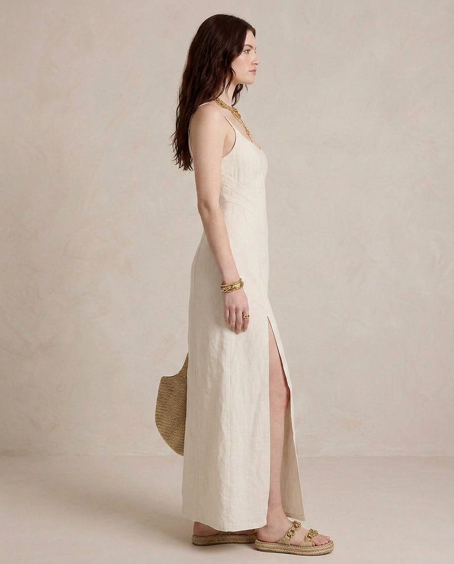 LUCIA | Robe Maxi Blanche avec Fente