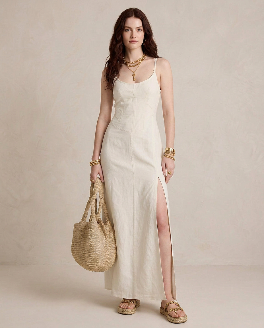 LUCIA | Robe Maxi Blanche avec Fente