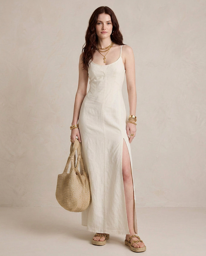 LUCIA | Robe Maxi Blanche avec Fente