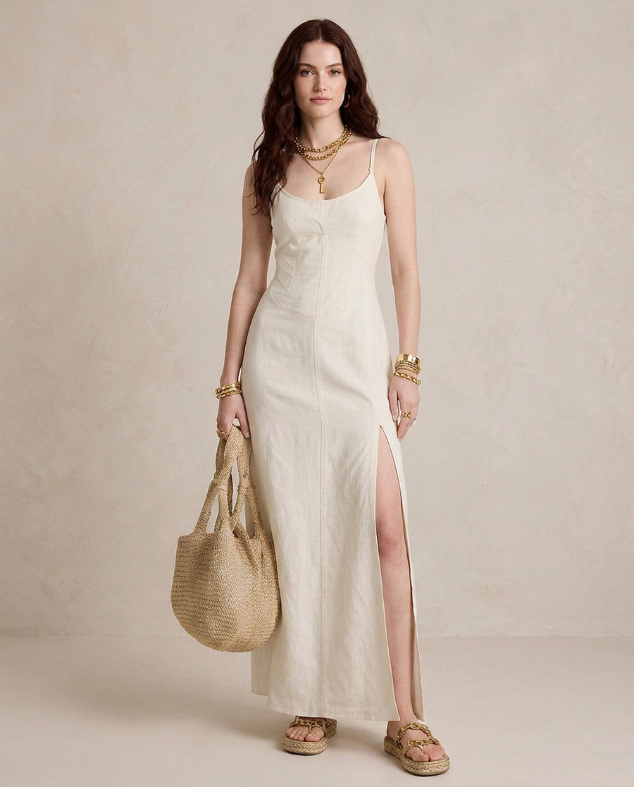 LUCIA | Robe Maxi Blanche avec Fente