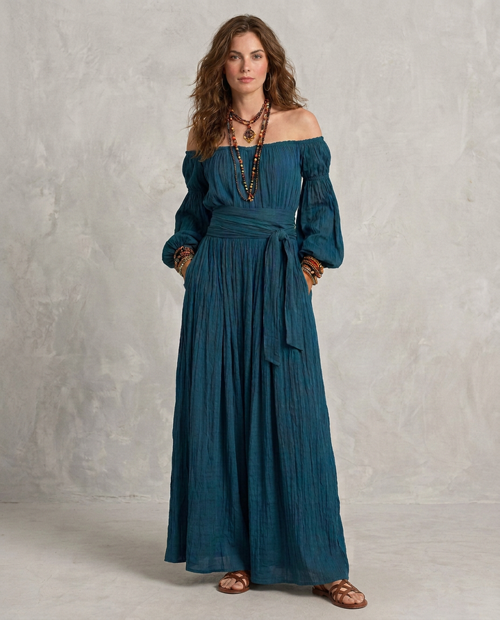 ARIANA | Robe maxi à bretelles dénudées Teal