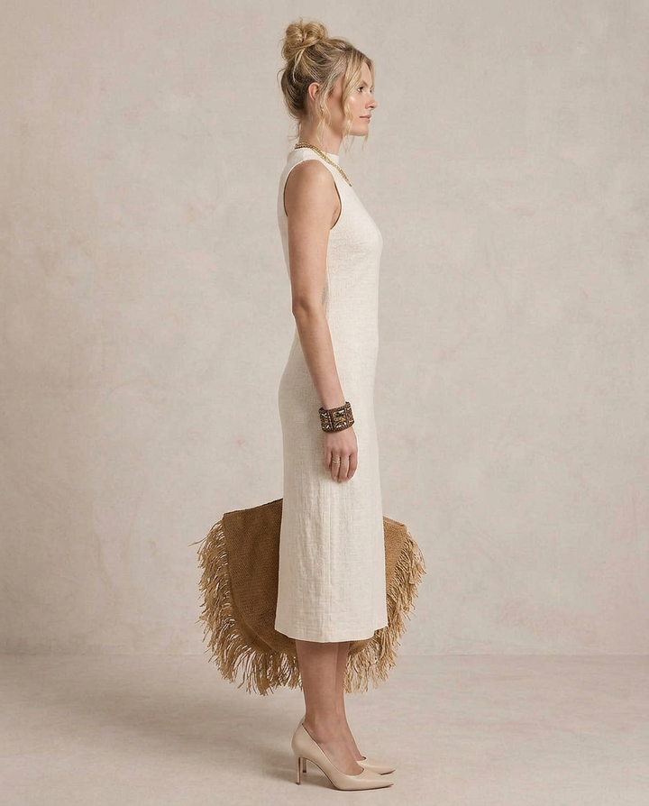 YASSI | Robe midi avec texture en côtes