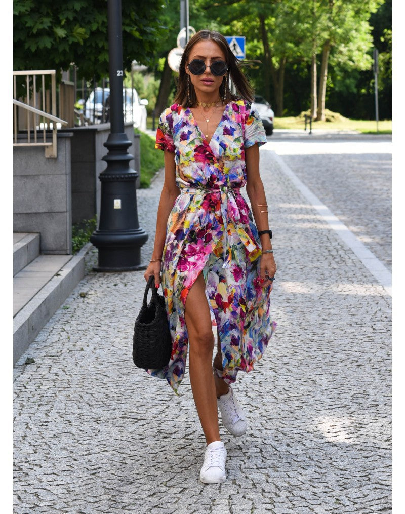 Talia™ | Robe Florale Élégante à Col V