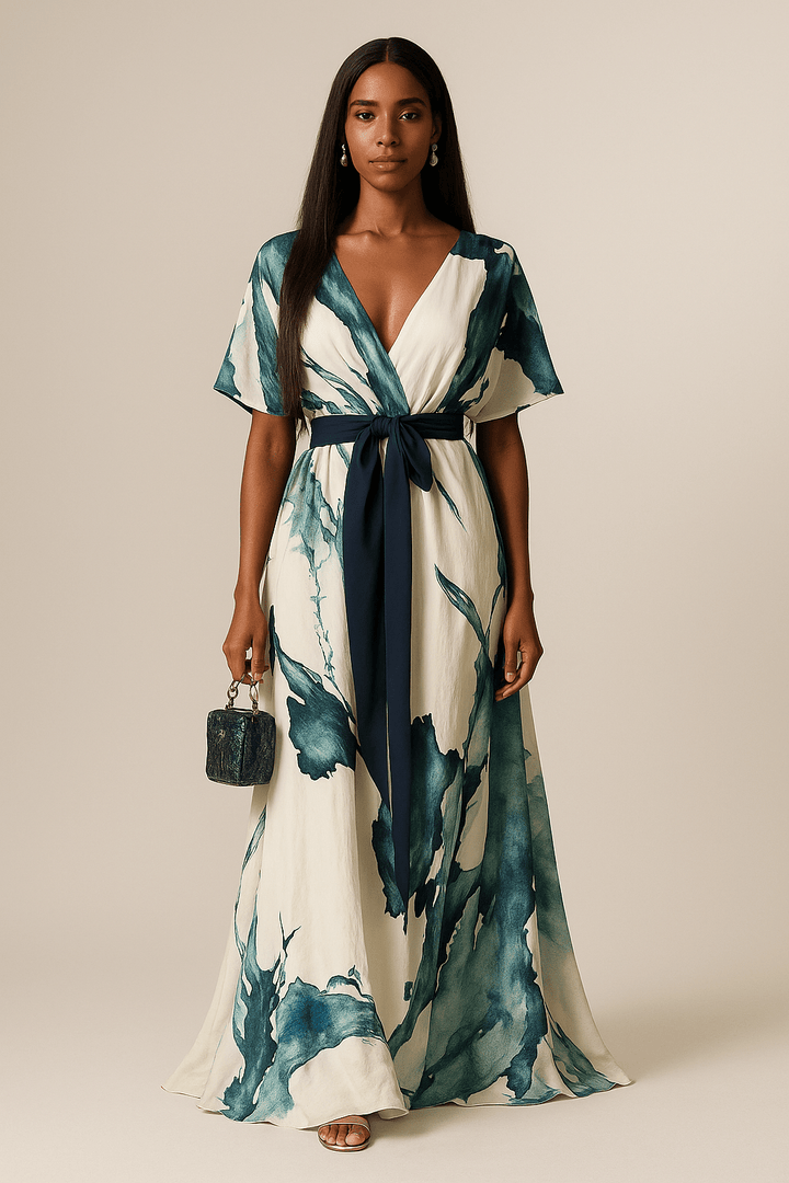 Nayla | Robe maxi avec imprimé aquarelle