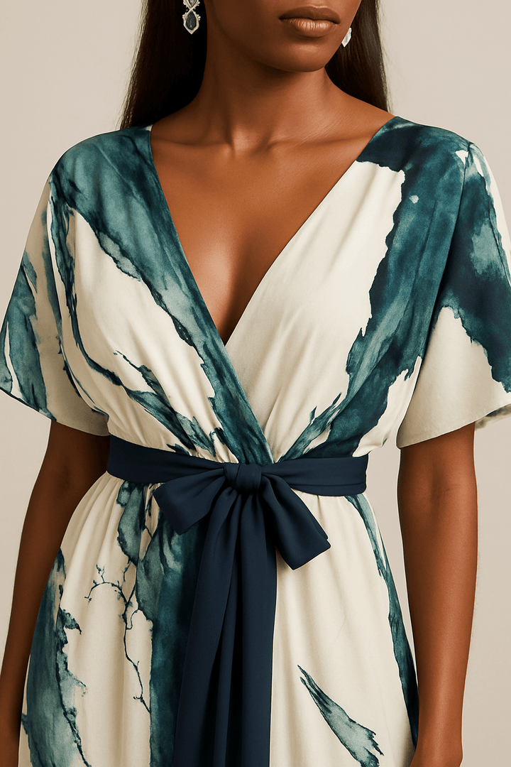 Nayla | Robe maxi avec imprimé aquarelle