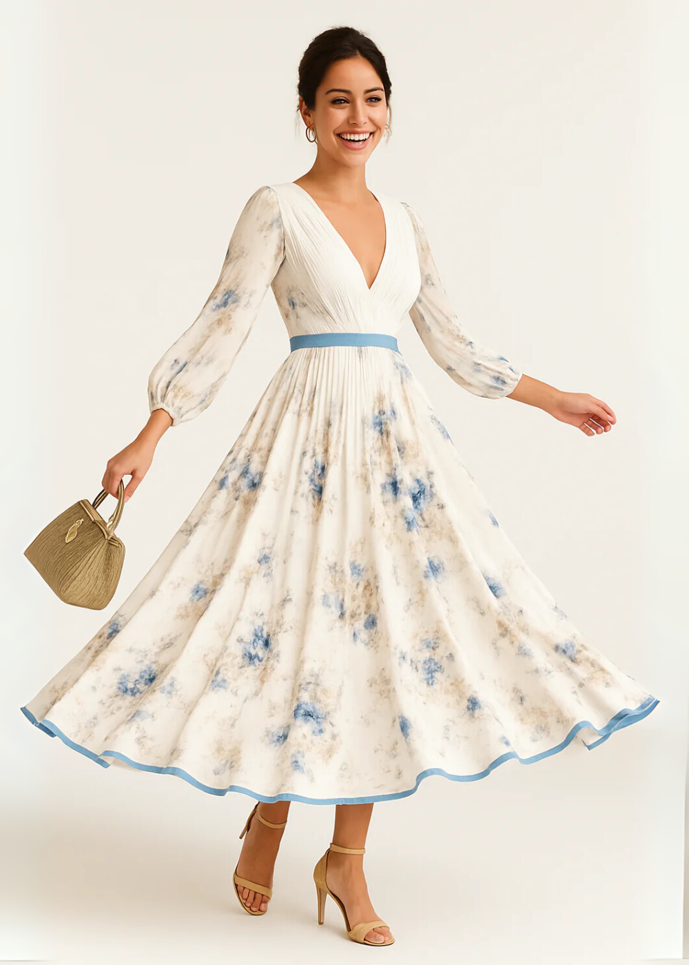 Paz™ | Robe Maxi Plissée Florale Intemporelle