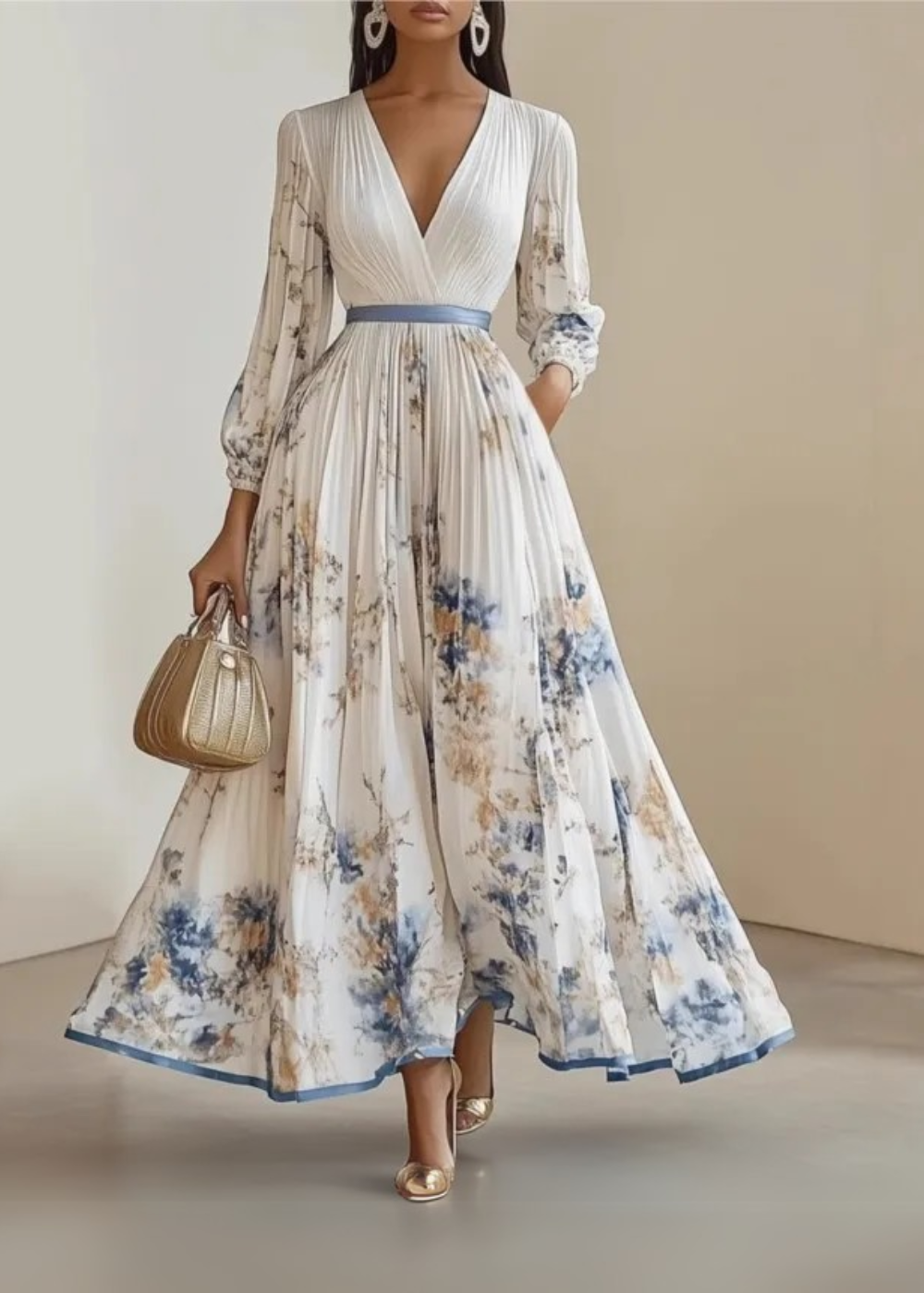 Paz™ | Robe Maxi Plissée Florale Intemporelle