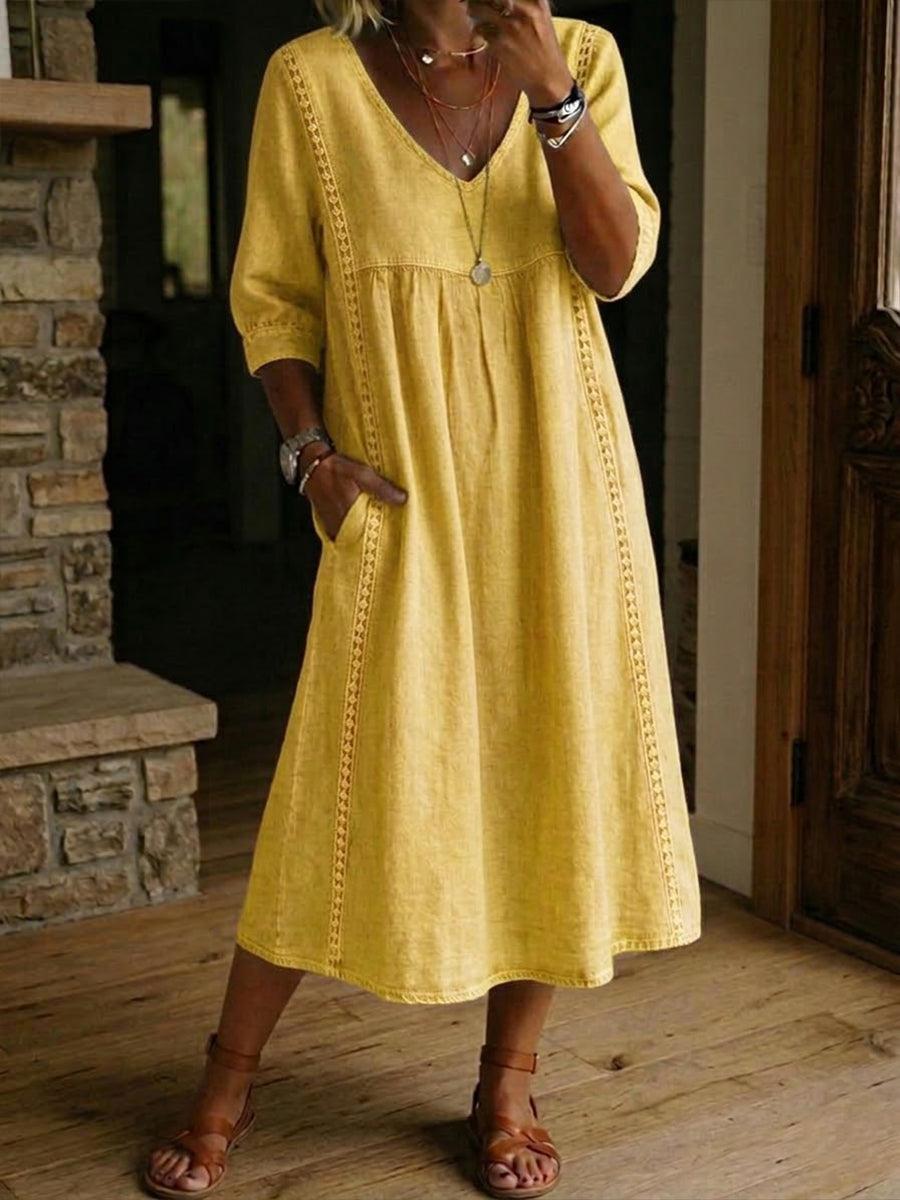 Nicole | Robe Midi Fluide à Décolleté en V