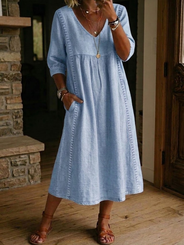 Nicole | Robe Midi Fluide à Décolleté en V