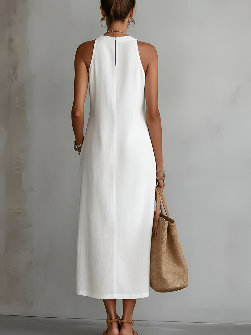 Jimena | Robe Midi Sans Manches Col Mao