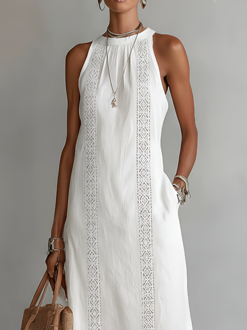Jimena | Robe Midi Sans Manches Col Mao