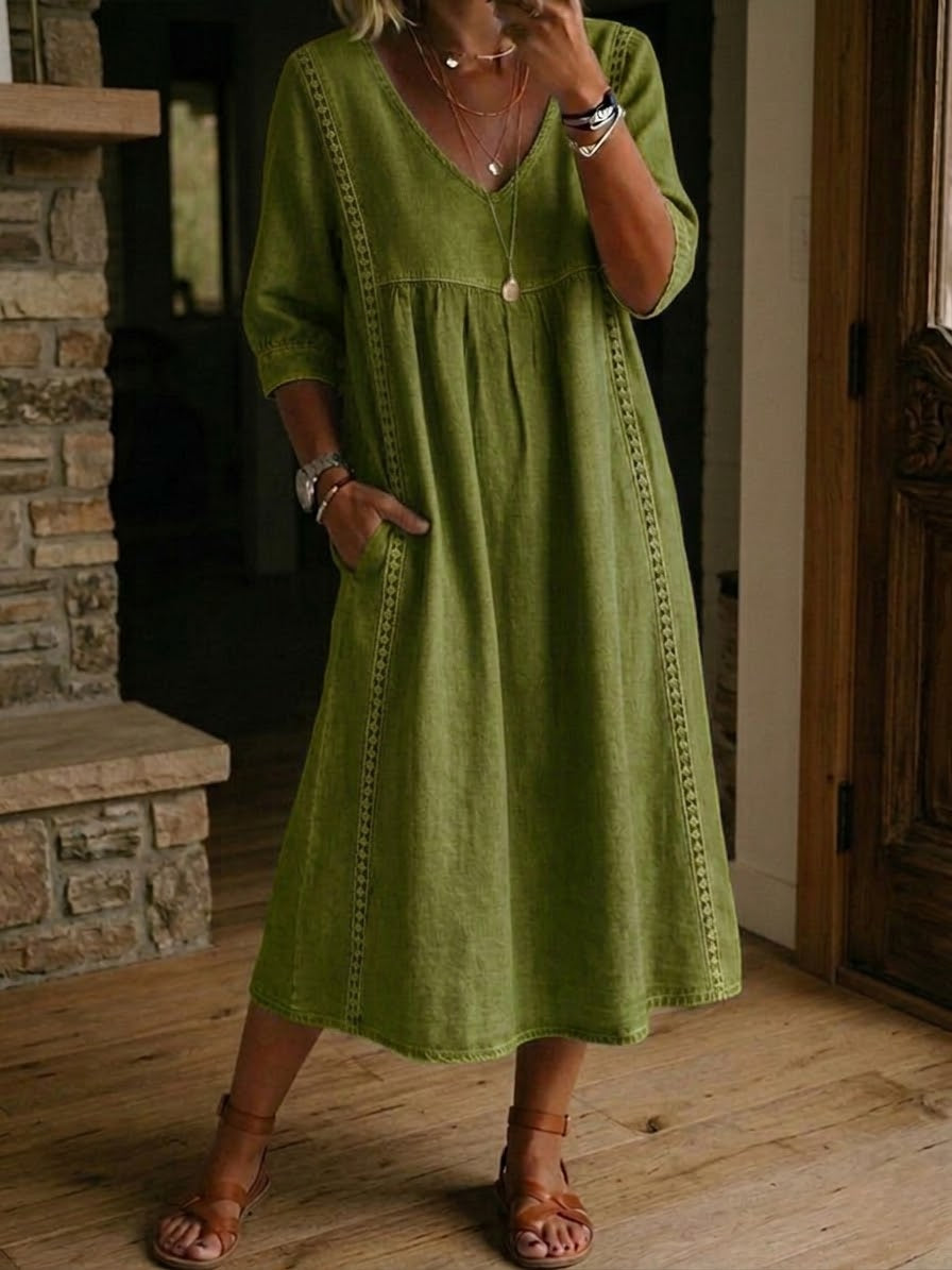 Nicole | Robe Midi Fluide à Décolleté en V